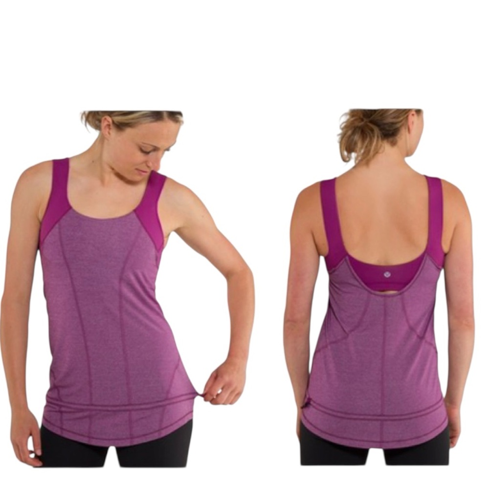 Lululemon Run For Your Life Tank Top Relaxed Stretch Shelf Bra Dew Berry Purple